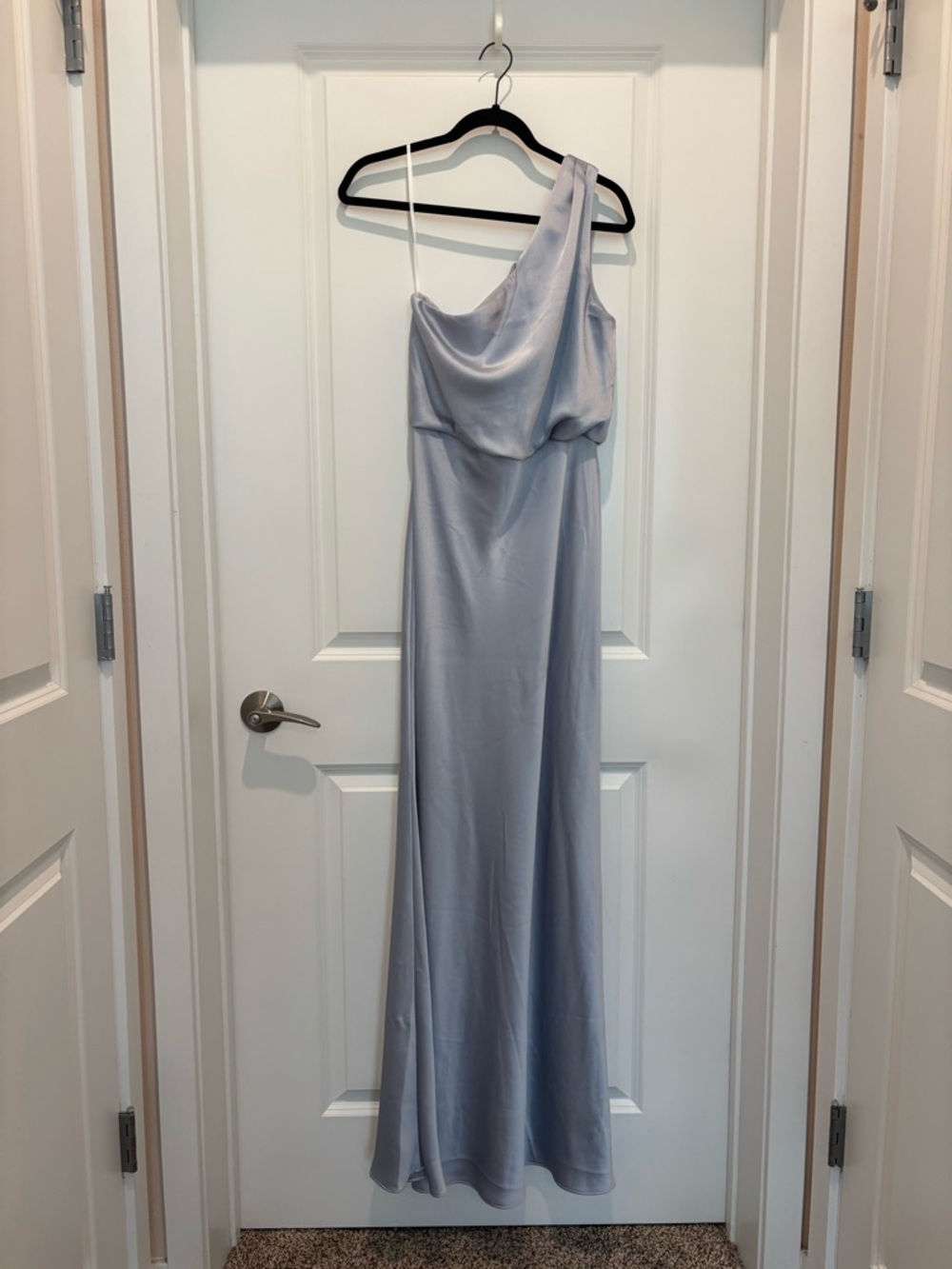 Jenny Yoo Sterling Dress in Whisper Blue Luxe Satin